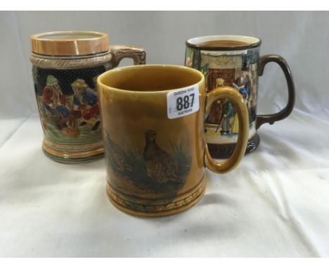 3 CERAMIC TANKARDS 