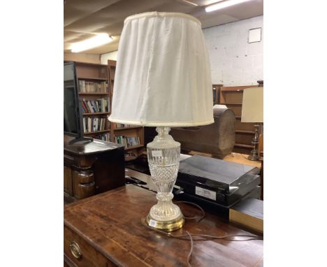 TALL DECORATIVE GLASS &amp; BRASS TABLE LAMP WITH SHADES