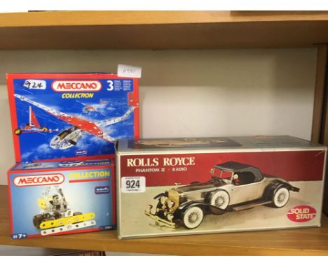 BOXED ROLLS ROYCE PHANTOM 2 SOLID STATE RADIO &amp; 4 BOXES OF THE MECCANO COLLECTION