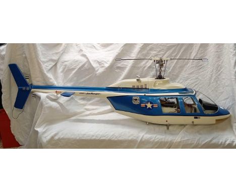 R.C KAVAN JET RANGER HELICOPTER, NO MAIN ROTOR BLADES WITH ENGINE, NOT KNOWN IF WORKING