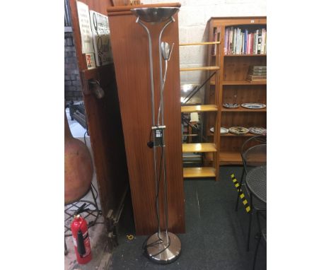 TALL CHROME UPLIGHTER STANDARD LAMP WITH  FLEXI HEAD READING LAMP