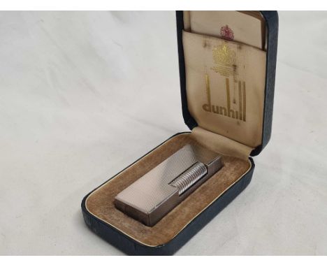 A BOXED SILVER PLATED DUNHILL ROLLER GAS CIGARETTE LIGHTER