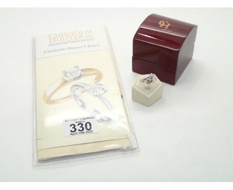 18ct white gold 0.50ct baguette diamond ring size M, with paperwork from Chisholm Hunter, RRP £1800.00 