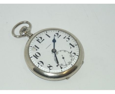 Cymrex Watch Co crown wind white metal pocket watch. Working at lotting up.P&P group 1 (£16 for the first item and £1.50 for 