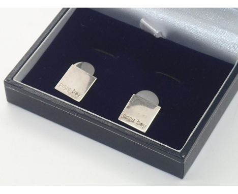 Boxed sterling silver and diamond Page Boy cufflinksP&P group 1 (£16 for the first item and £1.50 for subsequent items) 