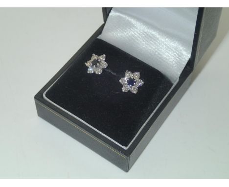 Pair of 9ct gold sapphire and diamond stud earringsP&P group 1 (£16 for the first item and £1.50 for subsequent items) 