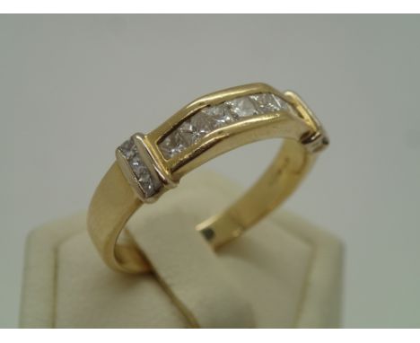 18ct gold 0.75ct Princess cut diamond half eternity ring, size R, 5.1gP&P group 1 (£16 for the first item and £1.50 for subse