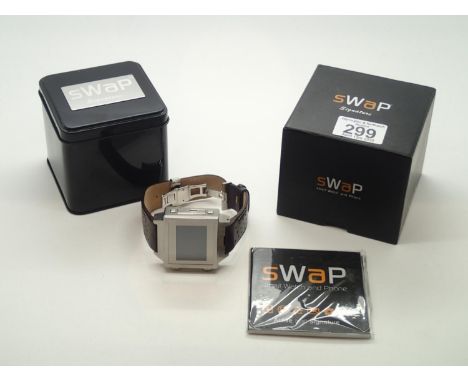 Gents boxed Swap Signature wristwatch incorporating camera, phone and bluetoothCondition Report: Requires charging, flat at l