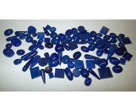 Loose gemstones: lapis lazuli, largest stone weighing 19.45cts, 18.1mm x 15.5mm gross weight 159.7gPlease note gemstones list