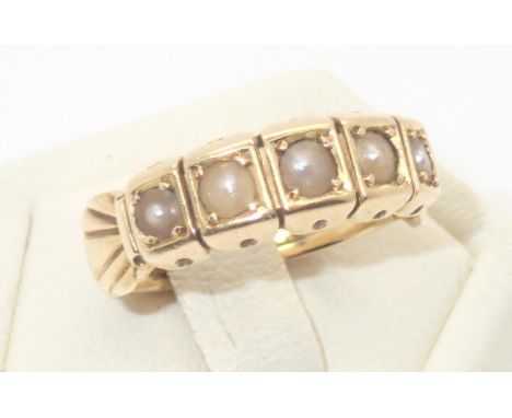 Victorian 1896 18ct gold pearl set ring size M, 4.1gP&P group 1 (£16 for the first item and £1.50 for subsequent items) 