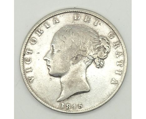 1845 half crown P&P group 1 (£16 for the first item and £1.50 for subsequent items) 