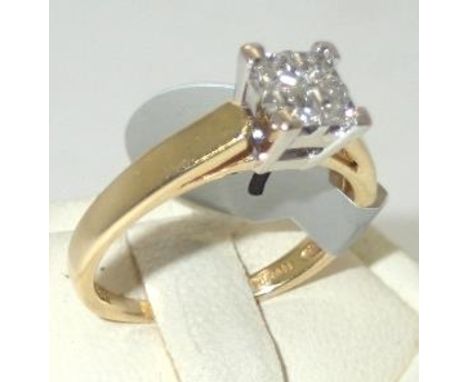 Ladies 18ct gold, four stone princess cut diamond ring, approximately 50 points, 1/2ct Size K 3.1gP&P group 1 (£16 for the fi