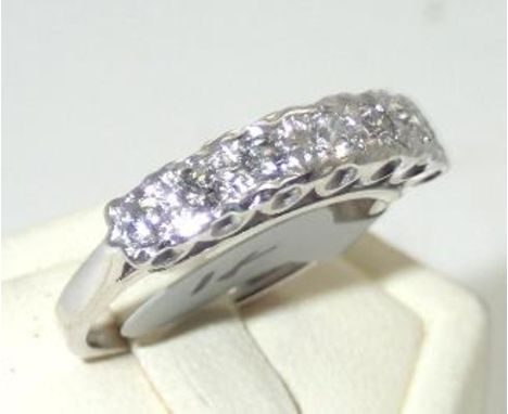 Ladies 18ct white gold seven stone fancy diamond ring Size L 3.9gP&P group 1 (£16 for the first item and £1.50 for subsequent