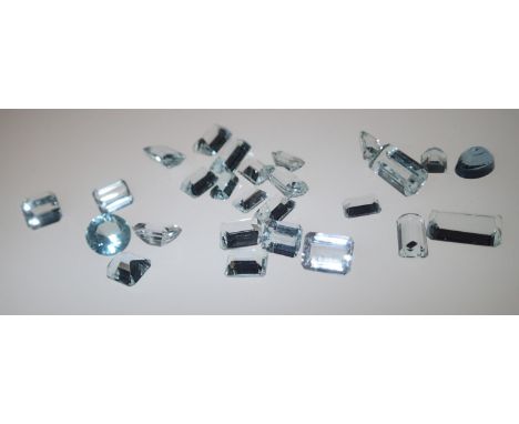 Loose gemstones: aquamarine and similar stones. Gross weight 9.9gPlease note gemstones listed have been tested with Presidium