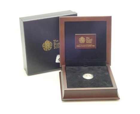 2012 Olympic 22ct proof Vulcan quarter ounce coin in original Royal Mint box with CoA P&P group 1 (£16 for the first item and