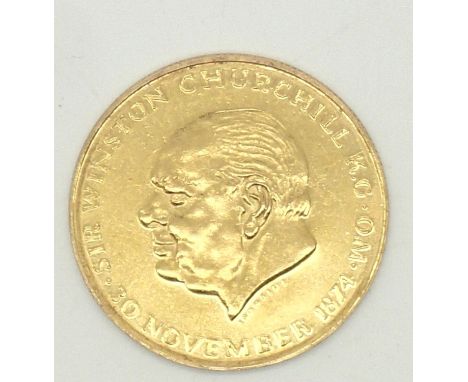 18ct gold 1964 Churchill 'Their Finest Hour' medallion, fully hallmarkedP&P group 1 (£16 for the first item and £1.50 for sub