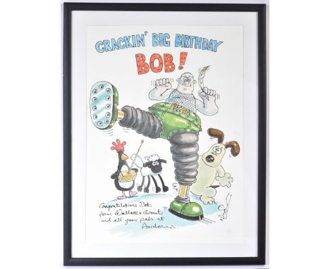 From The Estate Of Bob Baker - Wallace & Gromit - Nick Park (creator) - a unique watercolour and ink painting celebrating Bob