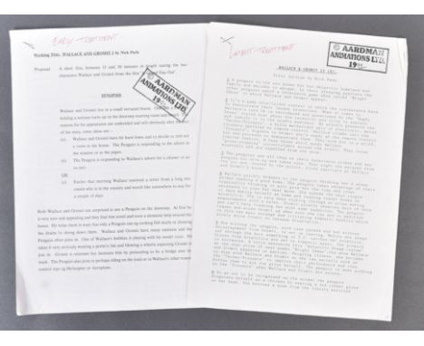 From The Estate Of Bob Baker - Wallace & Gromit: The Wrong Trousers (1993) - two original early-draft production documents. D