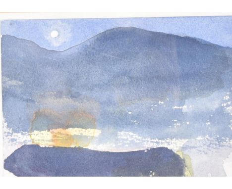 From The Estate Of Bob Baker - Artwork - Catherine Baker - Skopelos Moon - watercolour on paper. Signed and titled to rear. F