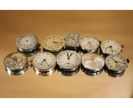 TEN  VINTAGE MENS WRISTWATCH MOVEMENTS