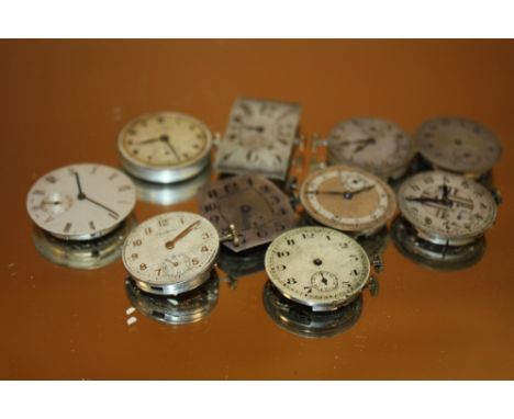 TEN  VINTAGE MENS WRISTWATCH MOVEMENTS