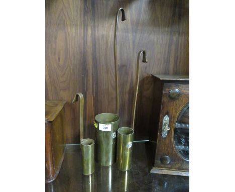 SET OF THREE VINTAGE NAVEL COPPER HANDLES BRASS RUM MEASURES 