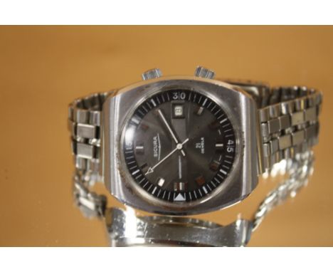 A MENS VINTAGE SICURA BREITLING WRIST WATCH WITH ORIGINAL BRACELET
