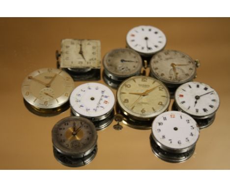 TEN  VINTAGE MENS WRISTWATCH MOVEMENTS