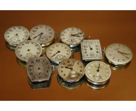TEN  VINTAGE MENS WRISTWATCH MOVEMENTS