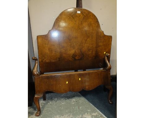 A VINTAGE WALNUT SINGLE BED FRAME