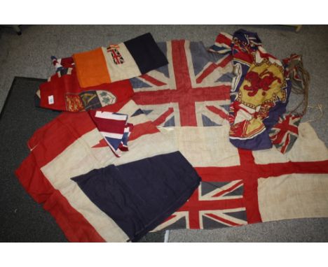 A COLLECTION OF VINTAGE UNION JACK FLAGS' BUNTING ETC