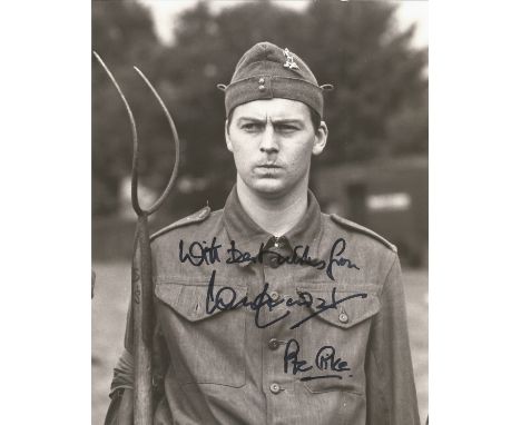 Ian Lavender signed 10x8 black and white photo pictured as Private Pike from the hit tv series Dads Army. Good condition. All