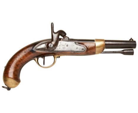 A FRENCH 1822 PATTERN 'TULLE' PERCUSSION PISTOL&nbsp;dated 1862 on the barrel, the lock plate marked ‘Mre Imp&nbsp; ale de Tu