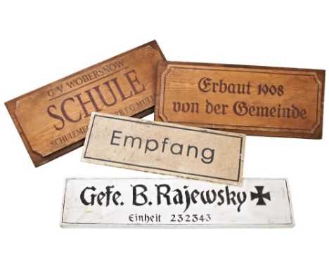 FURY: A COLLECTION OF FIVE FILM PROP SIGNS IN GERMAN FROM THE 2014 FILM FURY STARRING BRAD PITT.&nbsp;These were gifted by th