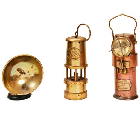 A CEAG LTD, BARNSLEY, YORKS B.E.3 ELECTRIC MINERS LAMP&nbsp;a Premier carbide lamp and a Welsh miner’s style brass lamp. 
