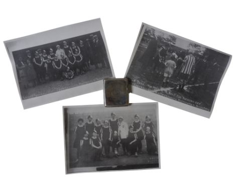 WOMEN’S FOOTBALL: A SILVER CIGARETTE CASE BY W.H. HASELER, BIRMINGHAM 1919, engraved ‘Presented to Mr. A.E.Manns by the Bath 