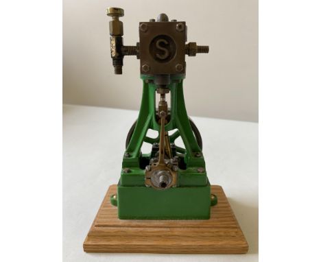 A STUART TURNER VERTICAL STEAM ENGINE&nbsp;and another similar by Stuart. 25 cms max PROVENANCE: The David Stainthorpe Collec