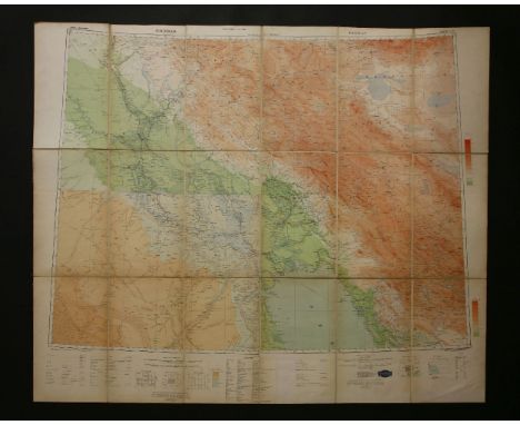 A late 19th century to early 20th century 1/1,000,000 scale orographic map of Persia, by Edward Stanford