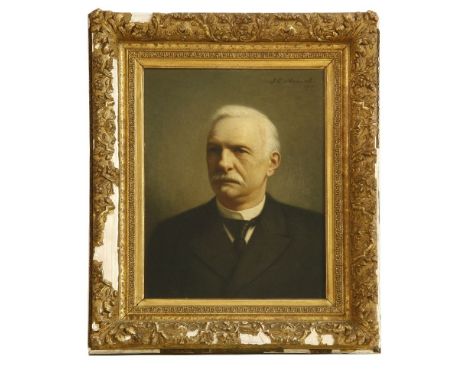 Johannes Engel Masurel (1826-1915)PORTRAIT OF A GENTLEMAN, BUST-LENGTH IN A BLACK COAT AND TIEsigned and dated `1910`u.r., oi