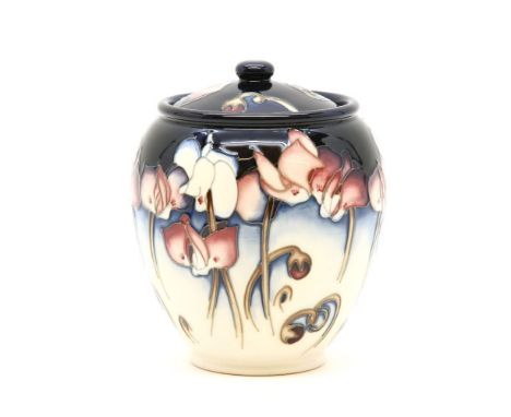 A Moorcroft 'Wild Cyclamen' pot and cover, 2001, exclusive item for Ashwood Nurseries, 15cm high, boxed