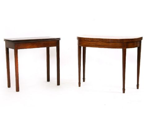 A George IV mahogany and cross banded card table, 92.5cm wide, and another mahogany table, 73.5cm