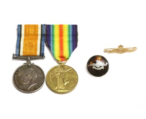 Military interest: a WWl medal pair to Private R Reid, Royal Highlanders, and two Royal Flying Corps brooches, the first 9ct 