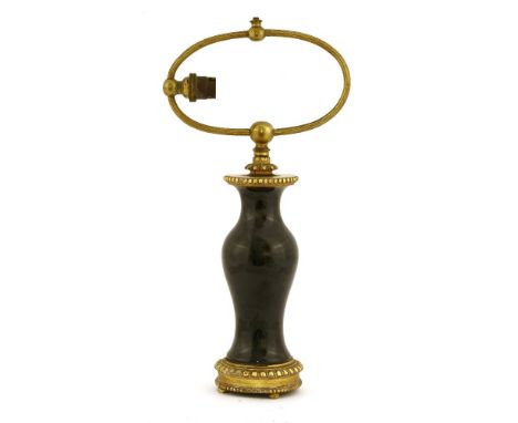 A Chinese black glazed vase, early 20th century, now mounted as a lamp