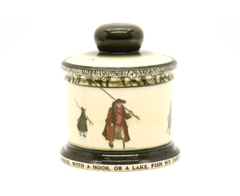 A Royal Doulton sceneware 'Isaac Walton Ware', biscuit jar
