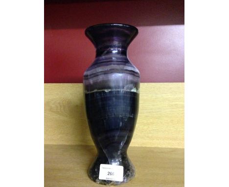 Modern Blue John vase. 24cm tall.