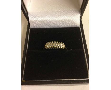 Ladies 9ct gold ring set with small diamonds. Size K