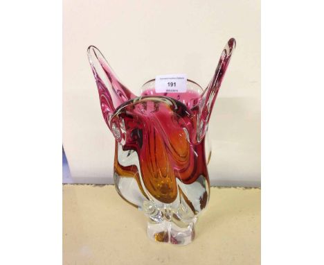 Heavy art glass vase, probably Murano.