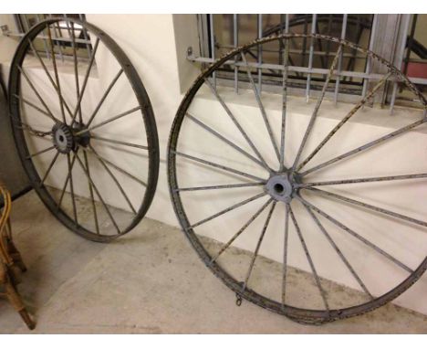 2 large tractor/machinery wheels both 113cm diameter.
