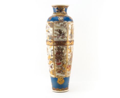 Very Tall Vintage Satsuma Pottery Vase. Unsigned. Repaired. Measures 26" H. Shipping: Third party (estimate $300-$400)