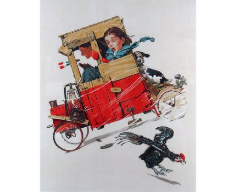 Norman Rockwell, American (1894-1978) Color Lithograph "Downhill Racer". Signed numbered 161/200. Good condition. Measures 24